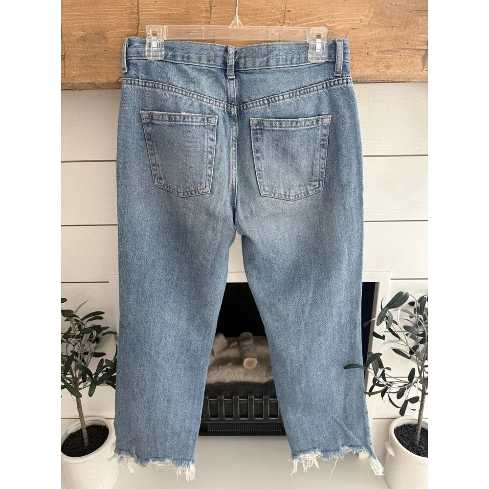 Free People Maggie Jeans Women S 27 Straight Leg Ankle Distressed 100% cotton